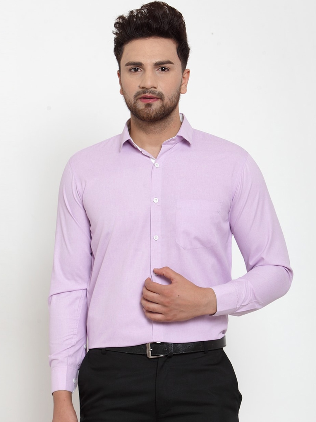 

JAINISH Men Lavender Classic Regular Fit Solid Formal Shirt