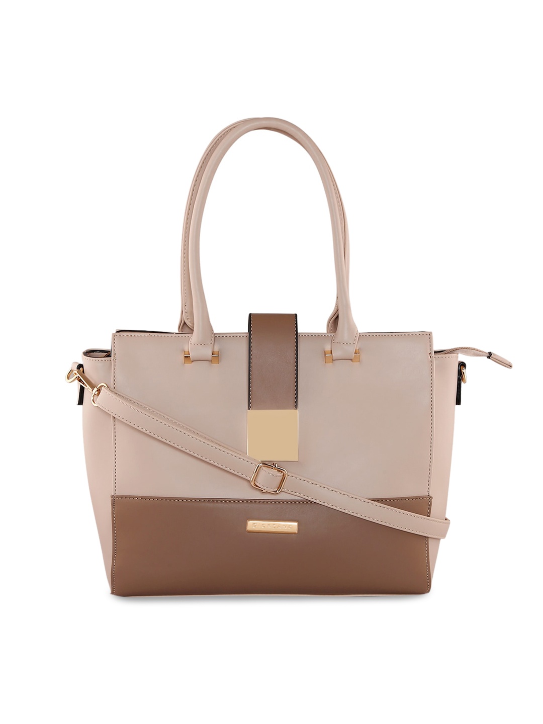 

GIORDANO Beige & Brown Colourblocked Handheld Bag