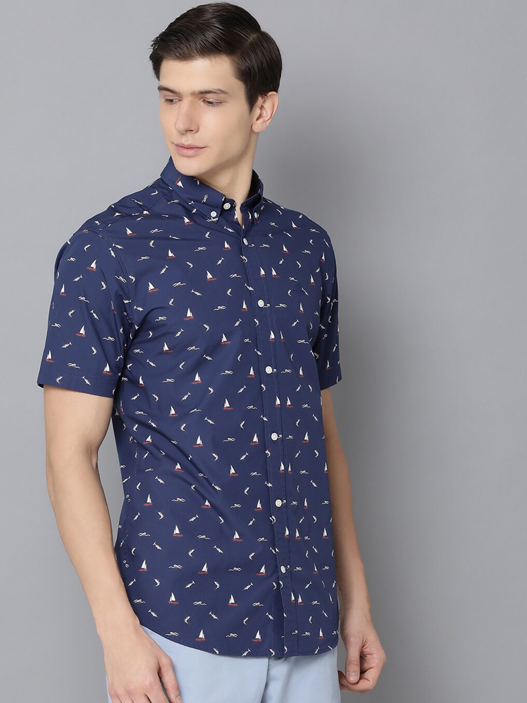 GANT Men Blue Regular Fit Printed Casual Shirt