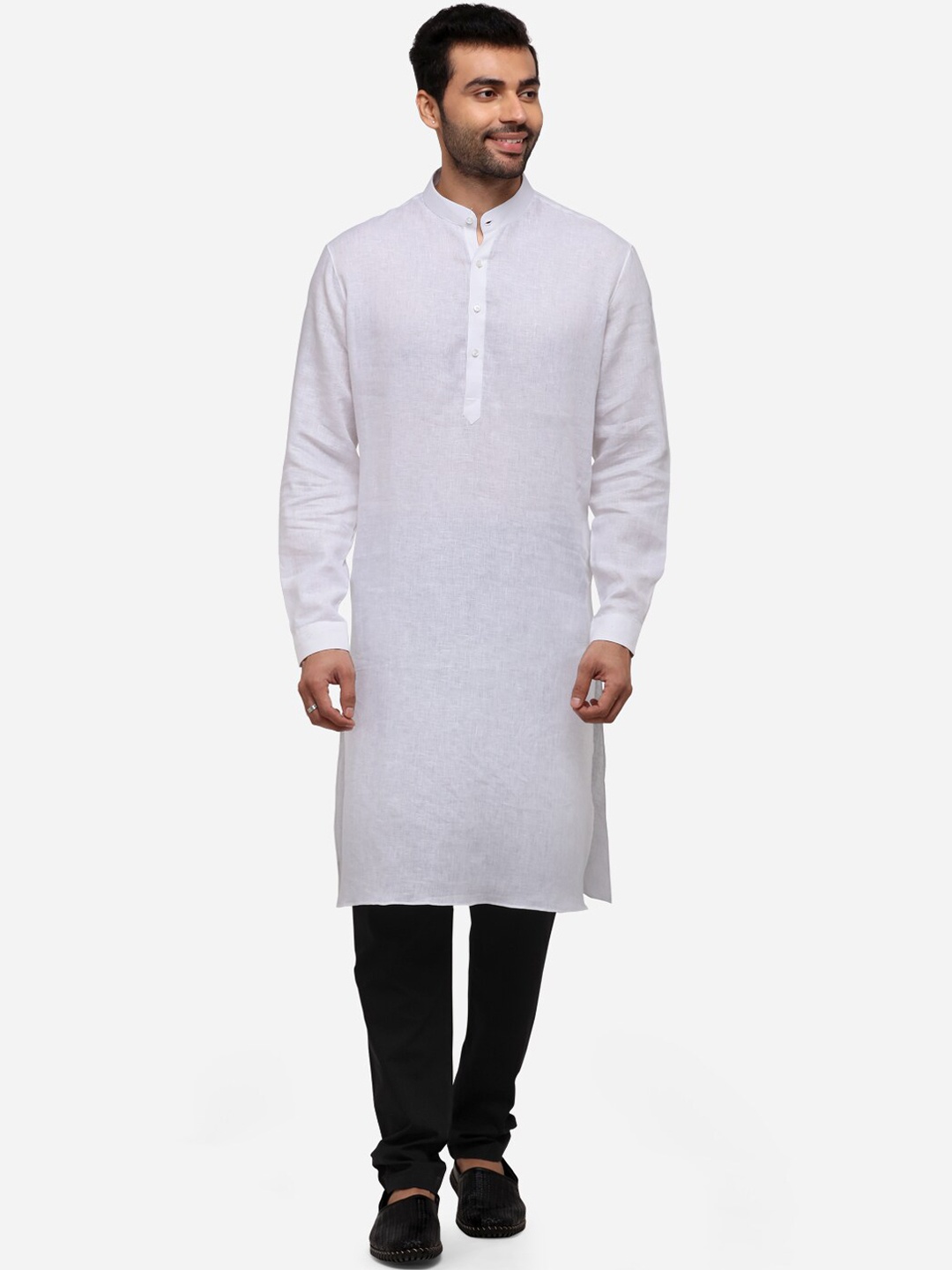 

JADE BLUE Men White Solid Straight Modi Kurta