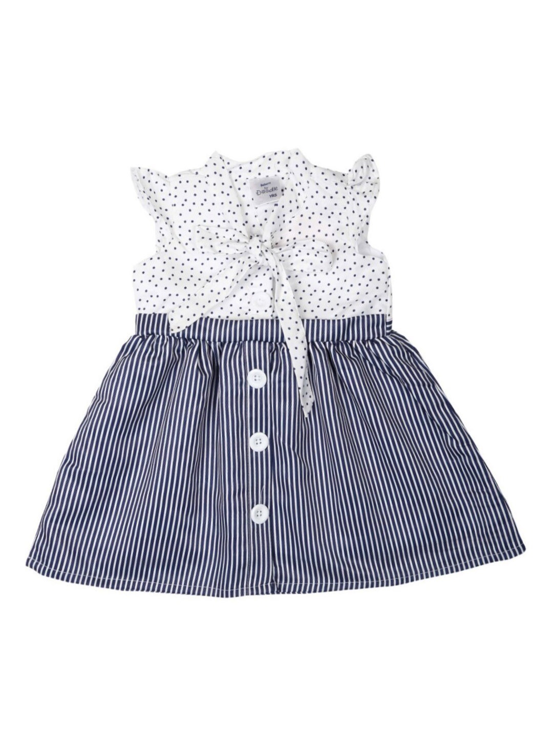 

Doodle Girls Navy Blue & White Printed Fit and Flare Dress