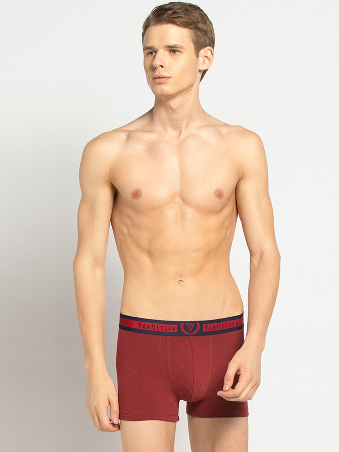 

Van Heusen Sport Men Solid Ultra Soft Waistband Double Layer Gusset Trunk 70011, Red