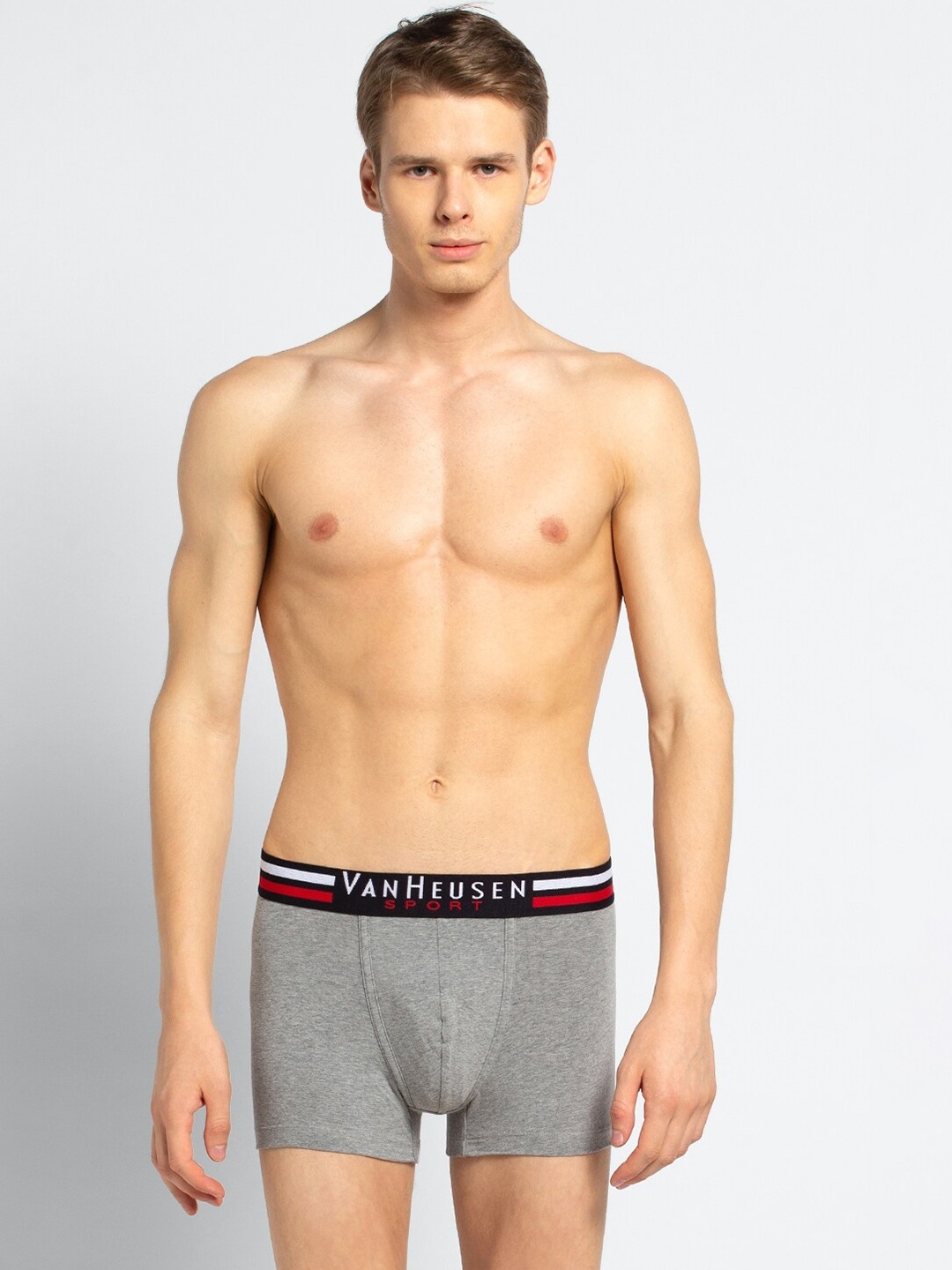 

Van Heusen Men Solid Plush Back Elasticized Waistband Ultra Soft Trunks, Grey