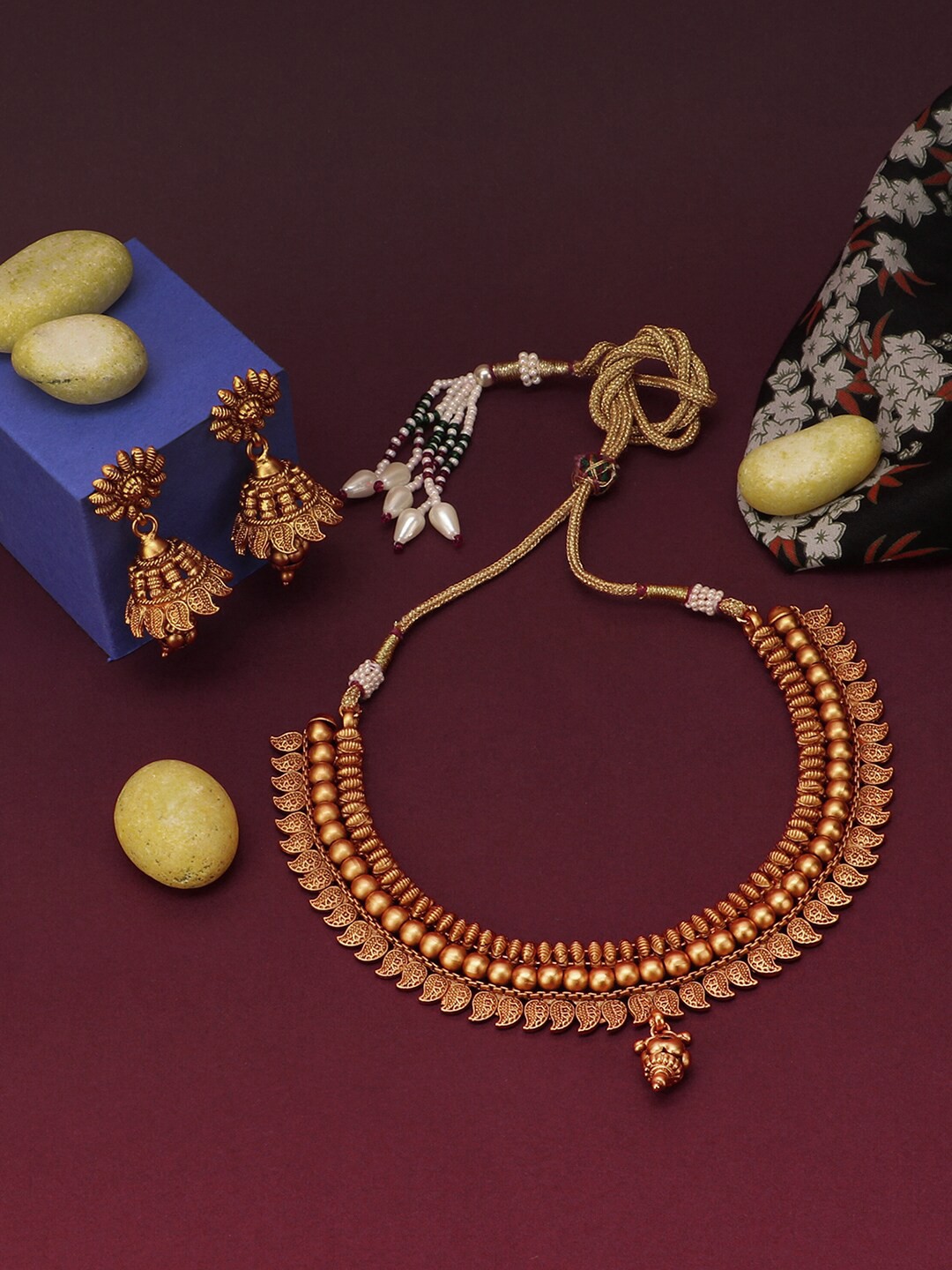 

Adwitiya Collection Gold-Plated 24 Ct Antique Jewellery Set