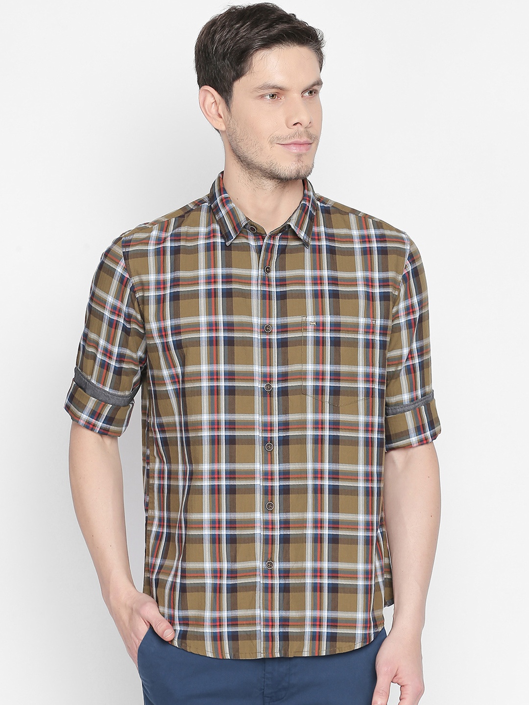 

Basics Men Multicoloured Slim Fit Checked Casual Shirt, Multi