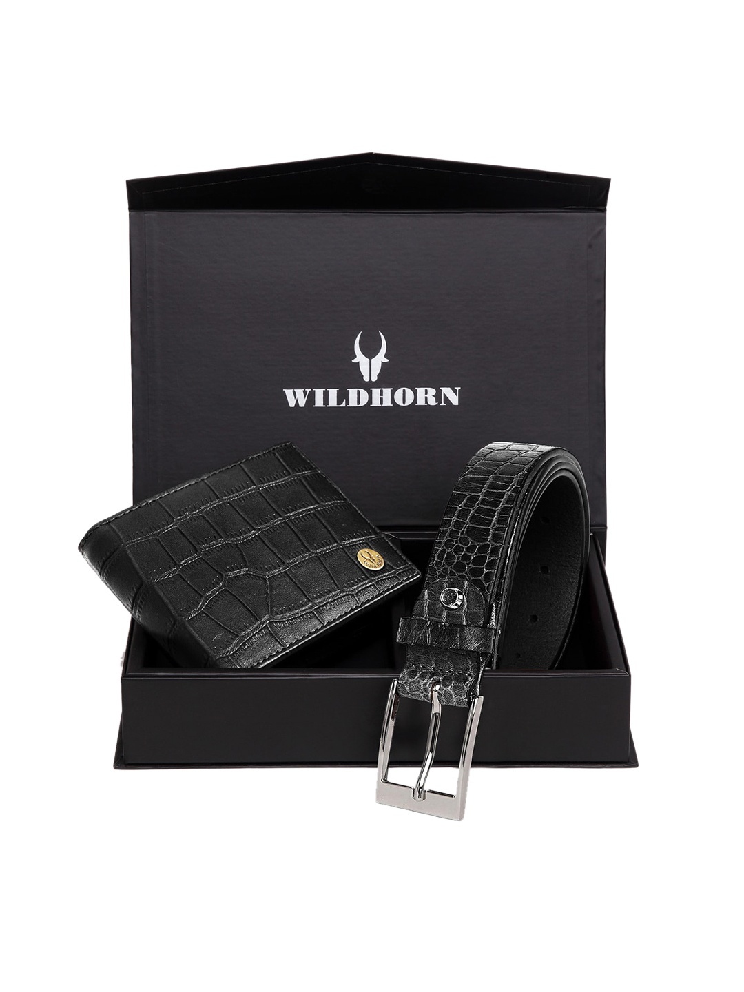 

WildHorn Men Black RFID Protected Genuine Leather Accessory Gift Set