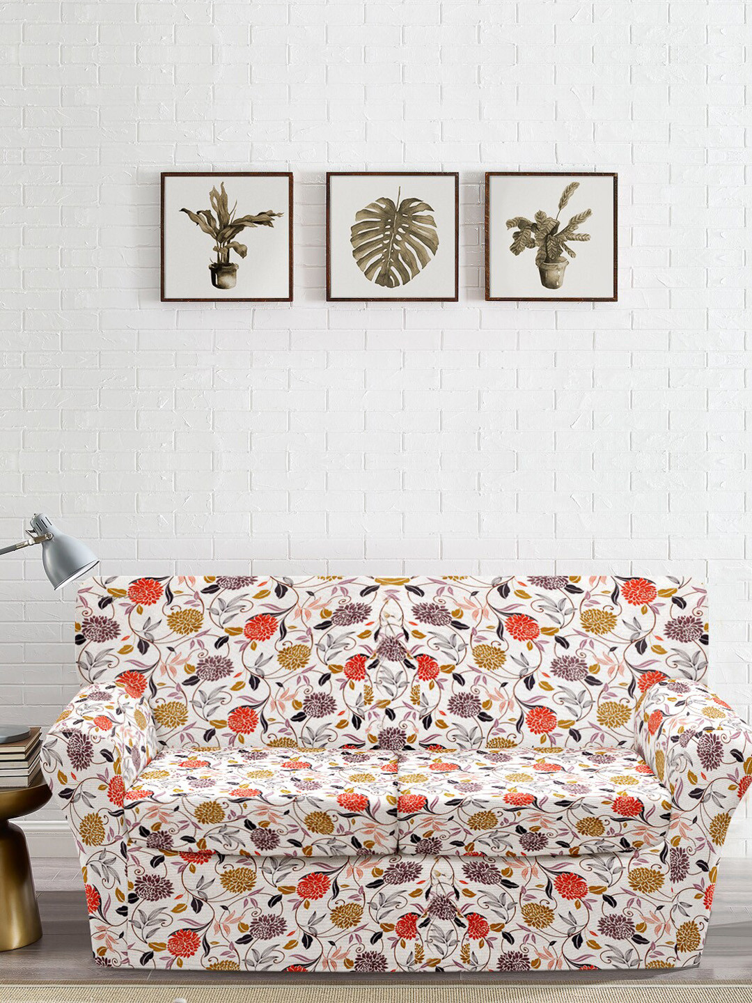 

Cortina Multicoloured Printed Fitted Single Seater Sofa Cover, Multi