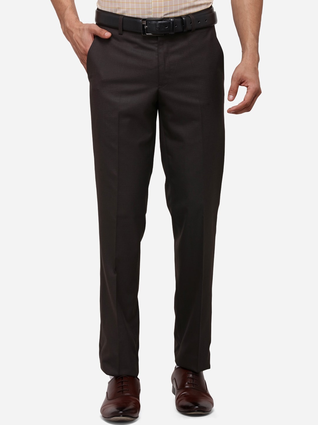 

Greenfibre Men Brown Slim Fit Solid Formal Trousers