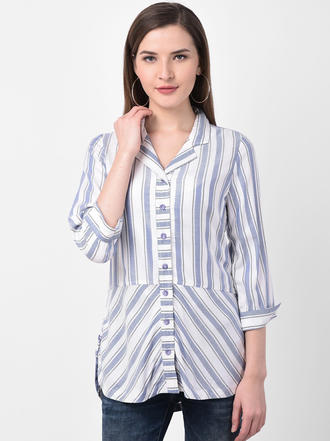 Latin Quarters Women's Blue & White Striped Tunic