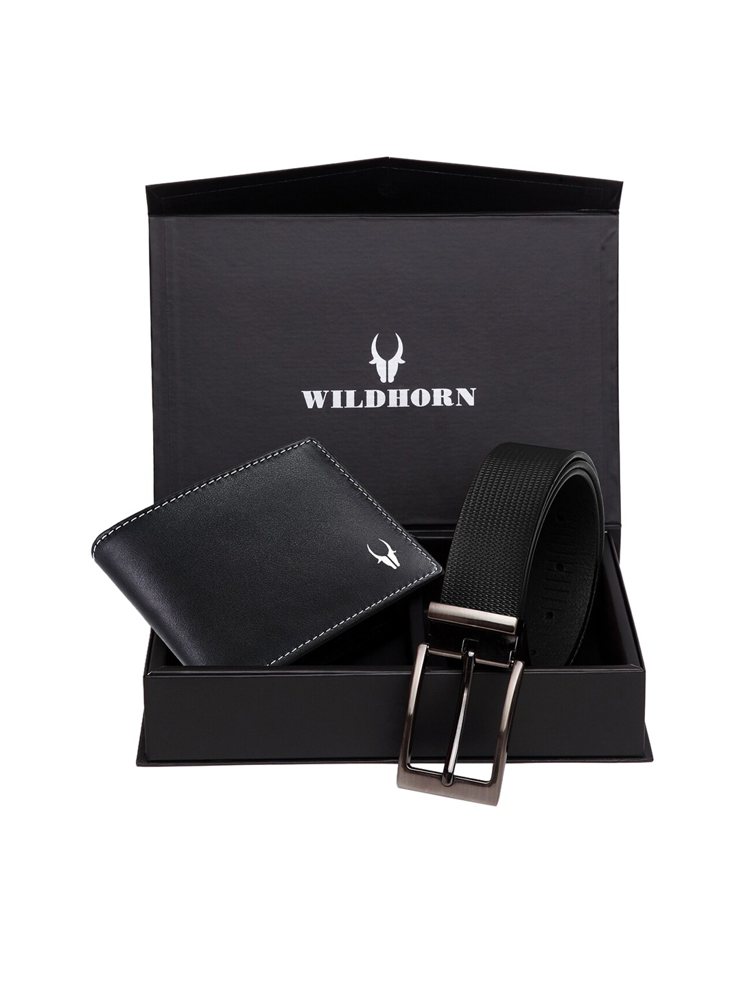 

WildHorn Men Black RFID Protected Genuine Leather Accessory Gift Set