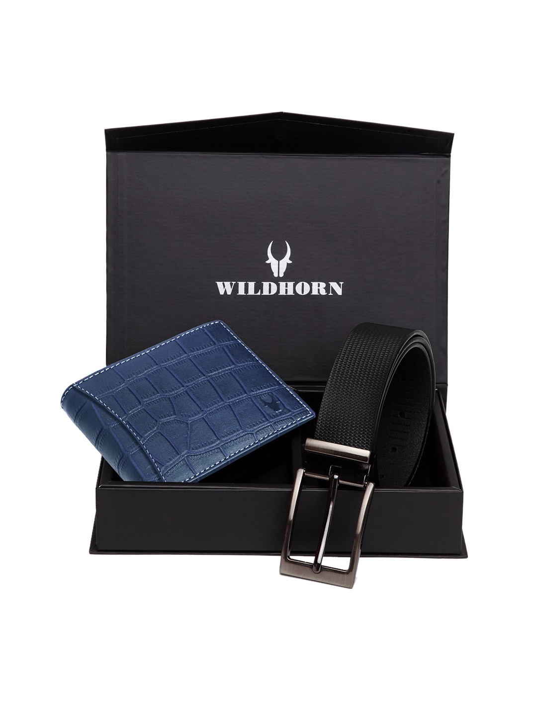 

WildHorn Men Blue & Black RFID Protected Genuine Leather Accessory Gift Set