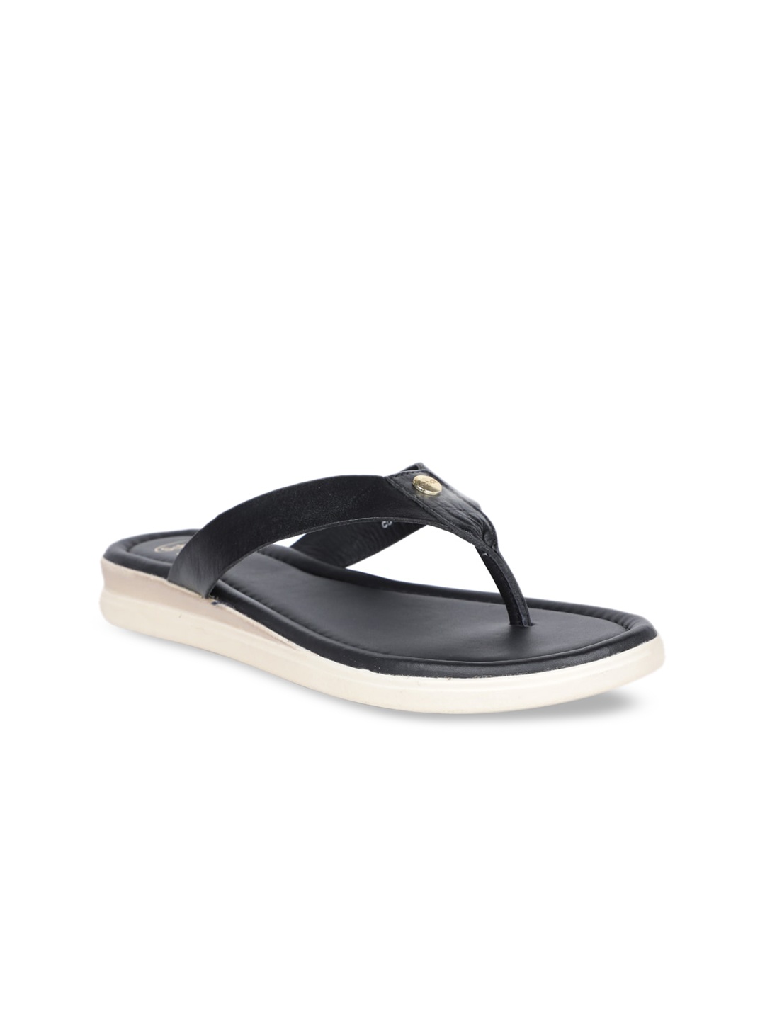 

Scholl Women Black Leather Open Toe Flats