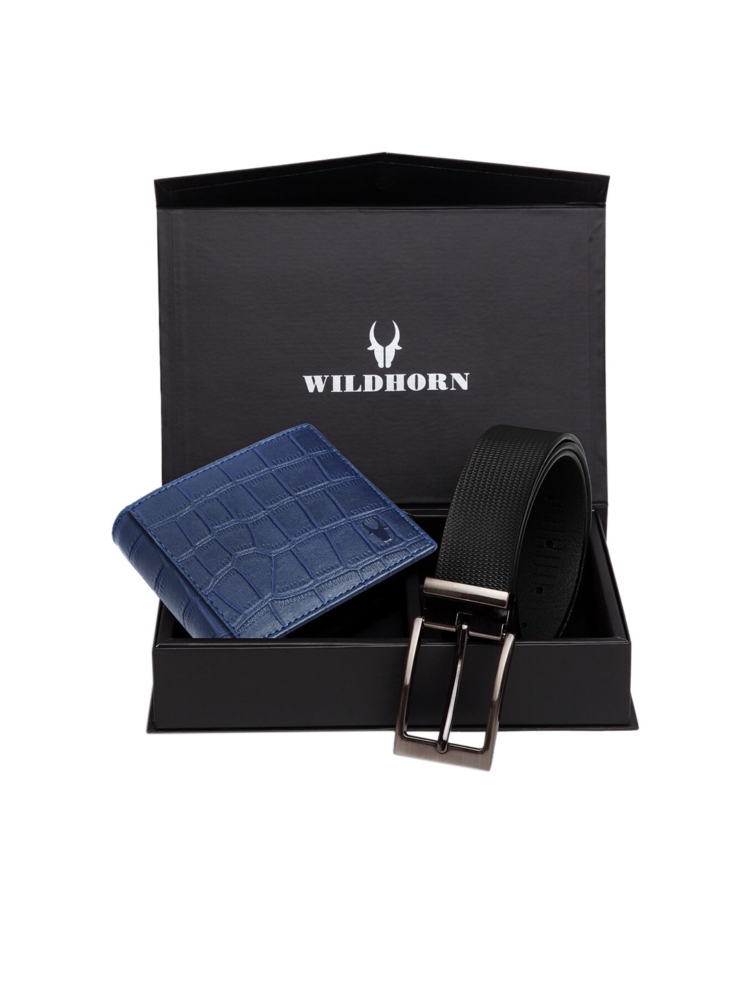 

WildHorn Men Blue & Black RFID Protected Genuine Leather Accessory Gift Set