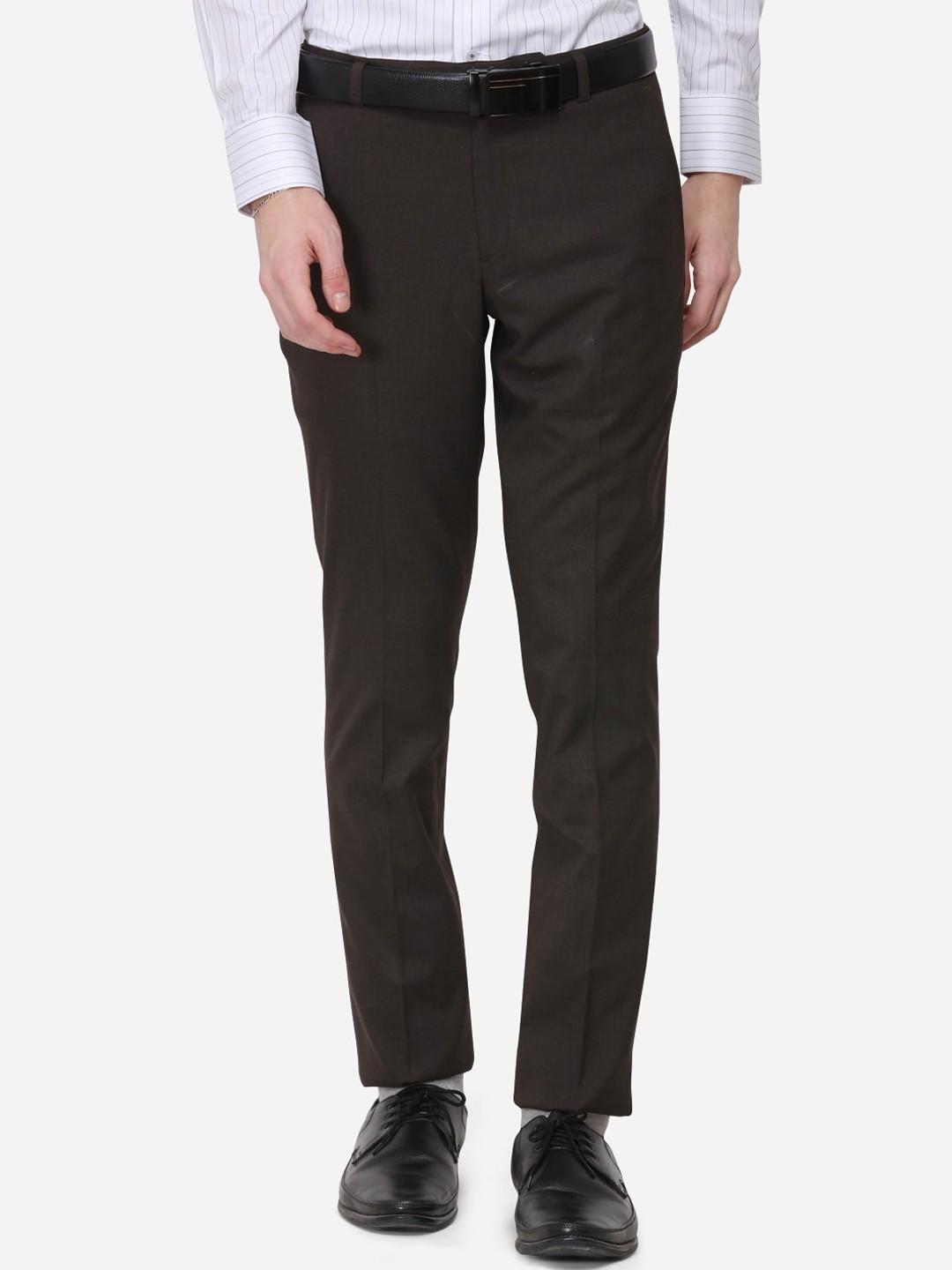 

Greenfibre Men Coffee Brown Slim Fit Solid Formal Trousers