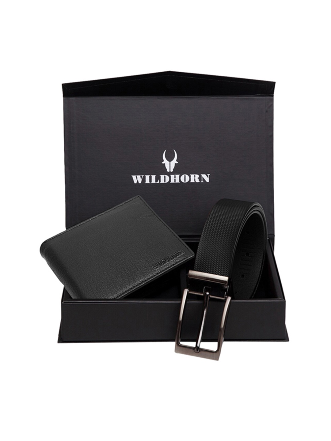 

WildHorn Men Black RFID Protected Genuine Leather Accessory Gift Set