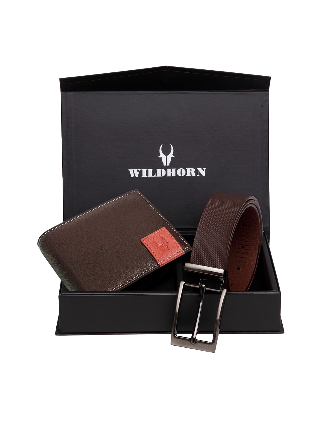 WildHorn Men Brown RFID Protected Genuine Leather Accessory Gift Set