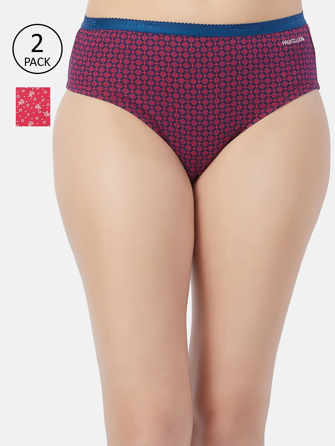 

Fruit of the loom Women Pack Of 2 Printed Hipster Briefs FHPP02-2P-DA1P5, Pink