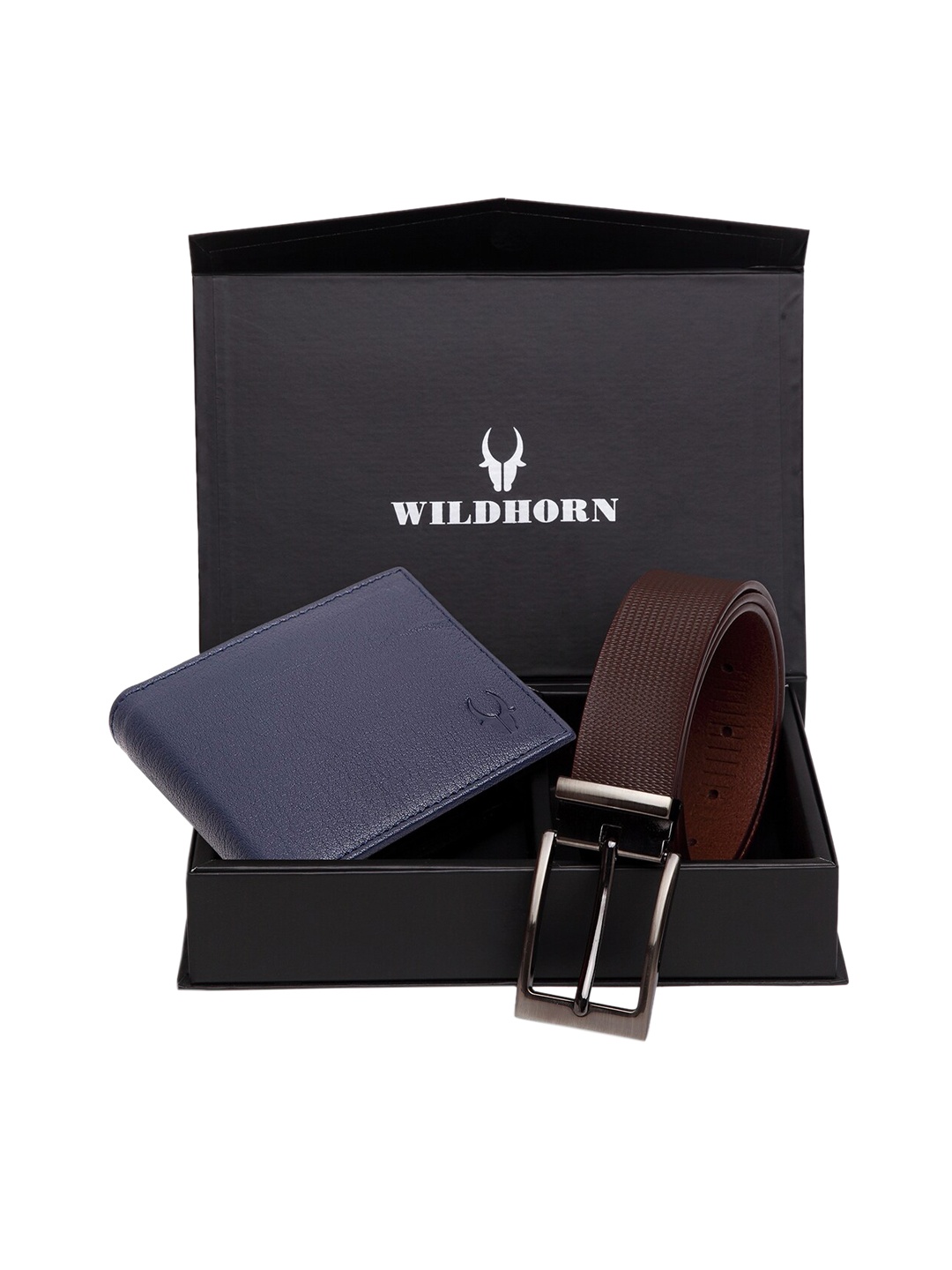 

WildHorn Men Blue & Brown RFID Protected Genuine Leather Accessory Gift Set