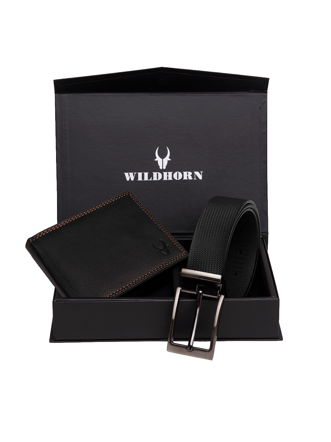 

WildHorn Men Black RFID Protected Genuine Leather Accessory Gift Set