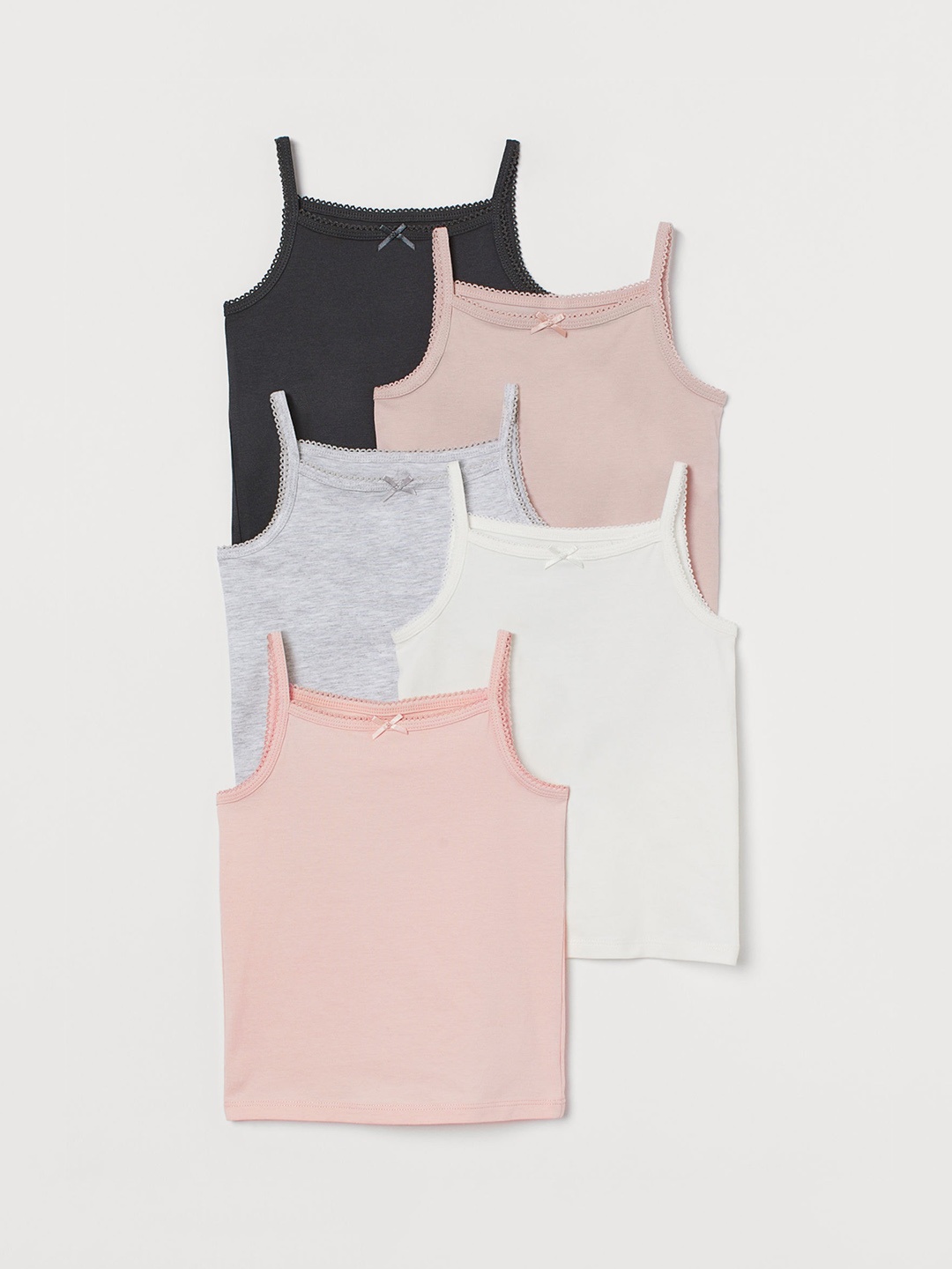 H&M Girls 5-Pack Jersey Vest Tops, White