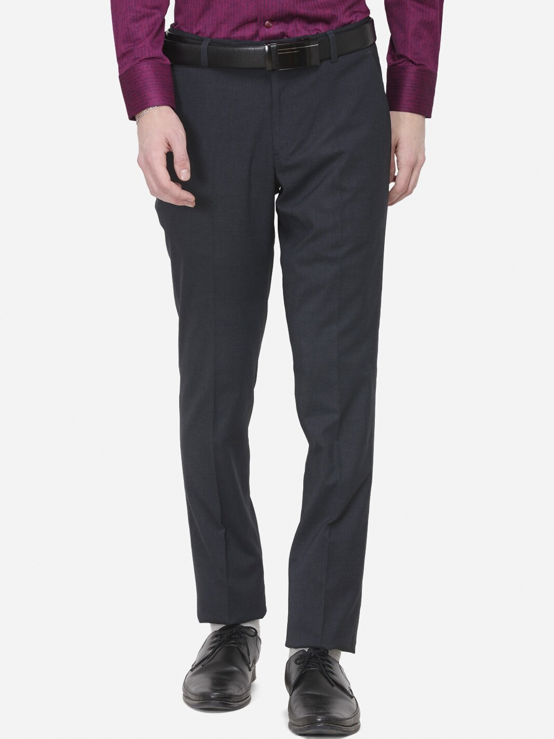 

Greenfibre Men Blue Skinny Fit Solid Formal Trousers