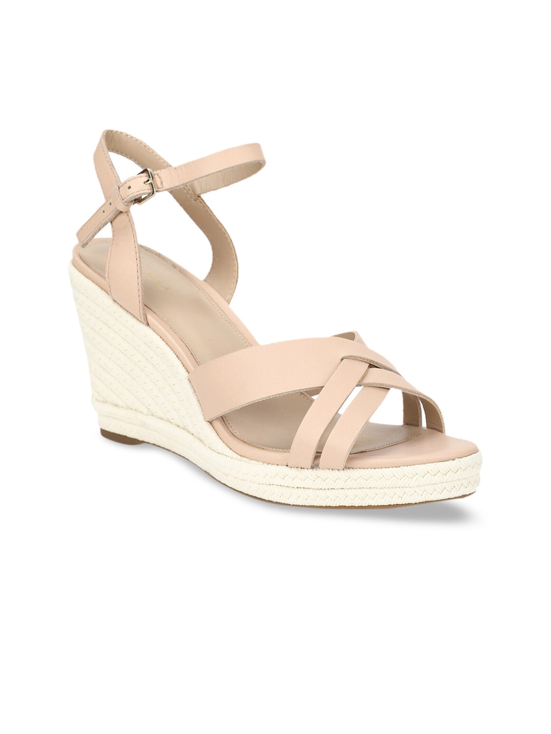 

ALDO Women Beige Solid Leather Heels