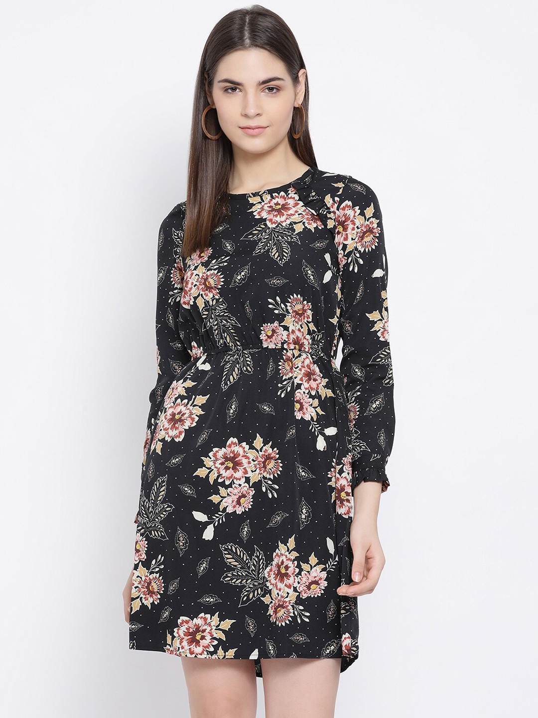 

Oxolloxo Women Black Printed Fit and Flare Dress