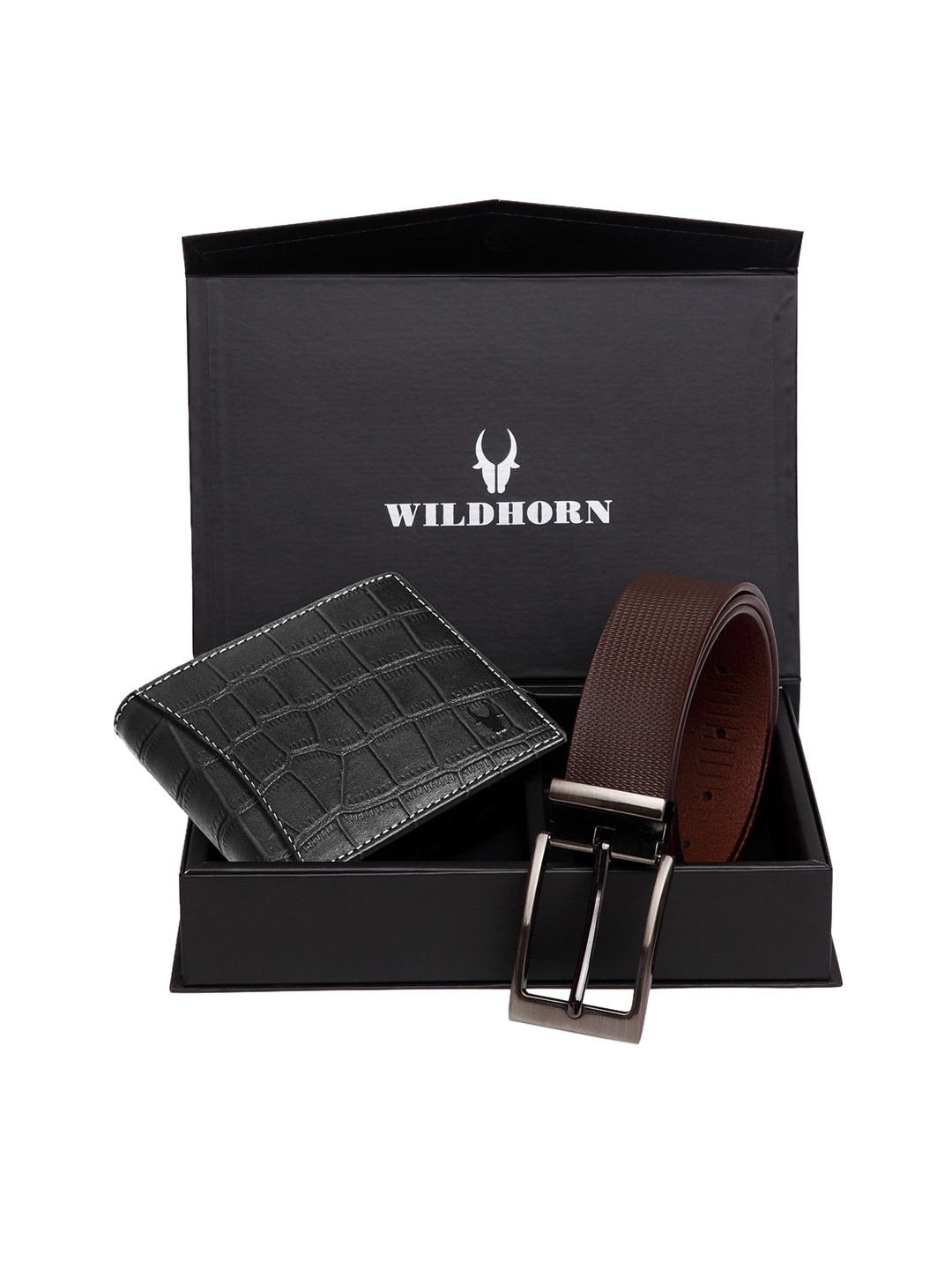 

WildHorn Men Black & BBrown RFID Protected Genuine Leather Accessory Gift Set