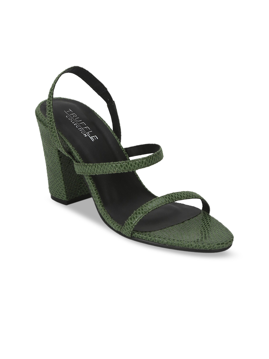 

Truffle Collection Women Green Solid Block Heels