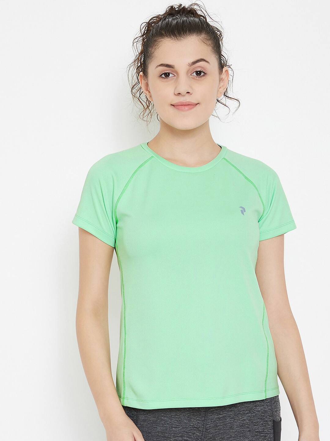 

PERFKT-U Women Green Solid Round Neck T-shirt