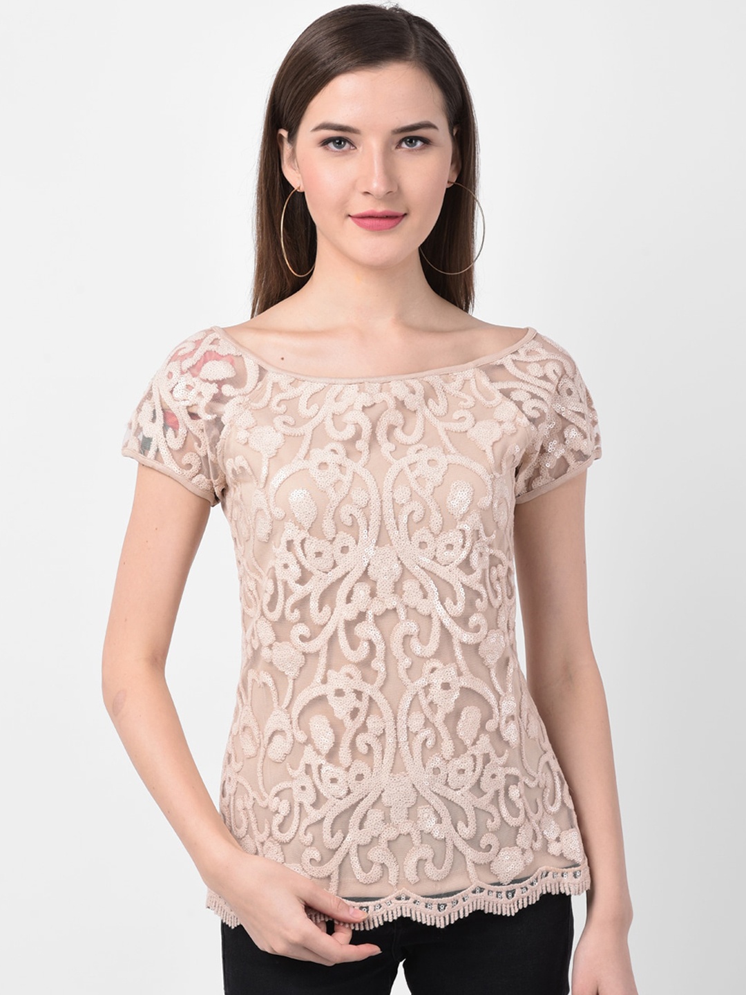

Latin Quarters Women Beige Embellished Top
