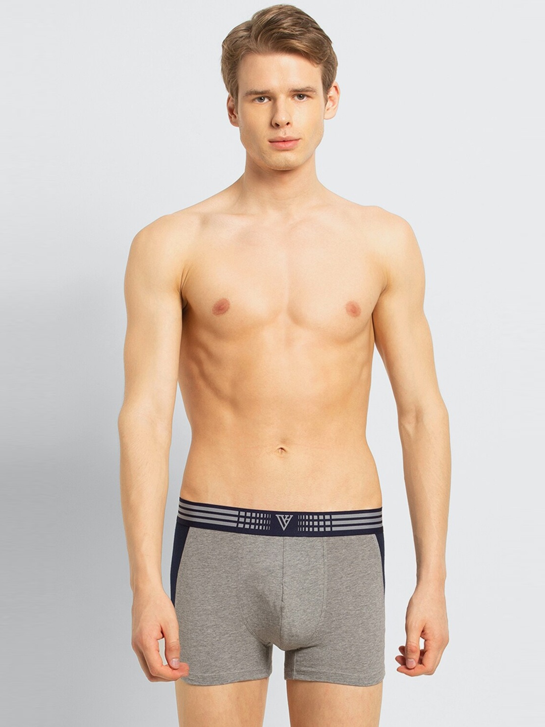 

Van Heusen Men Grey Solid Antibacterial Colour Fresh Trunks - 10049, Grey melange