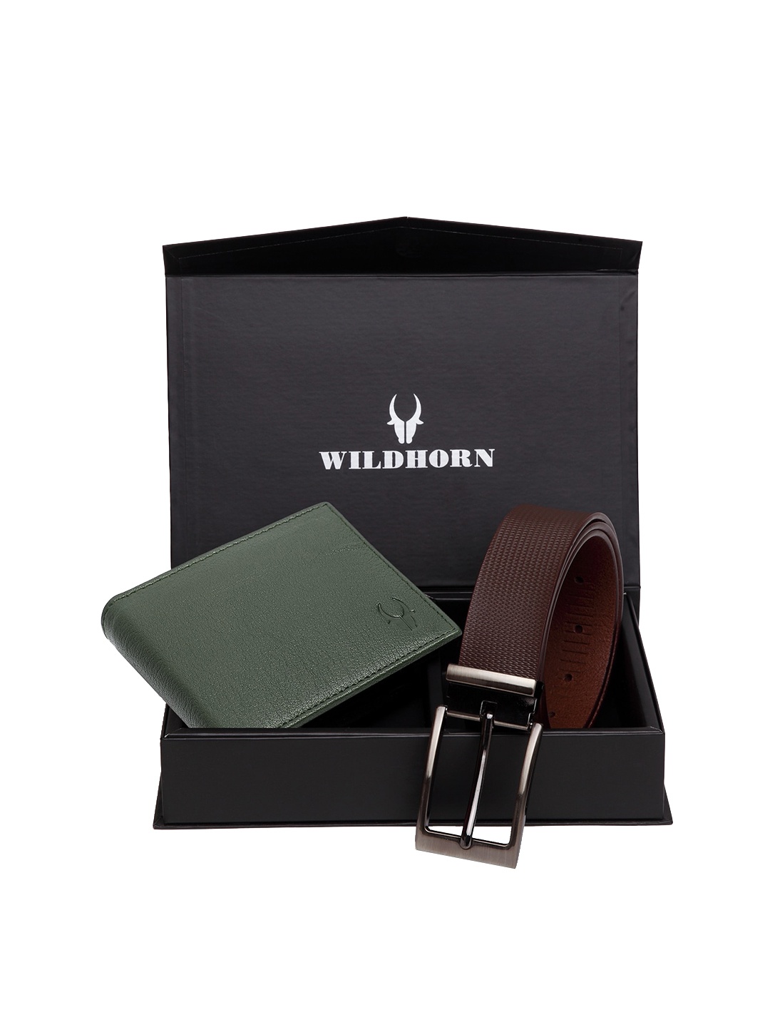 

WildHorn Men Green RFID Protected Genuine Leather Wallet & Belt Accessory Gift Set
