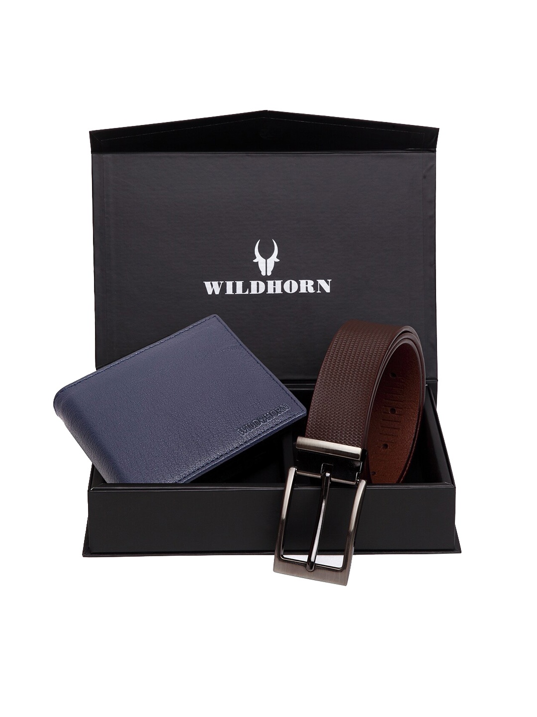 

WildHorn Men Blue & Brown RFID Protected Genuine Leather Accessory Gift Set
