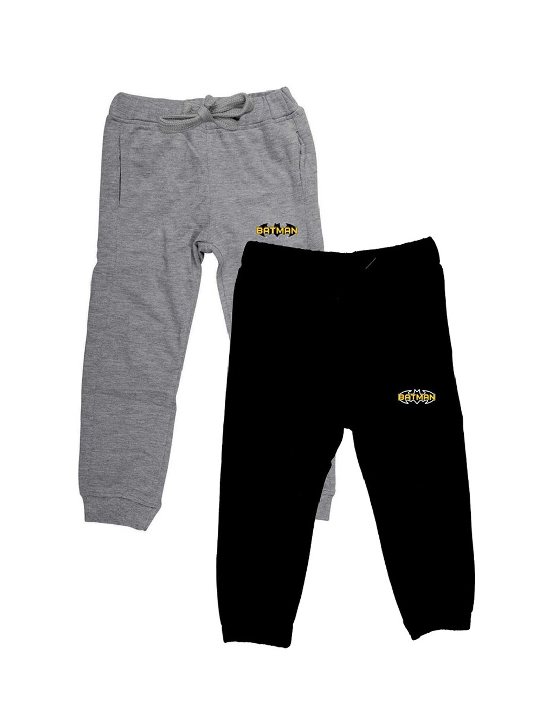 

YK Justice League Boys Pack Of 2 Solid Joggers with Batman Print Detail, Grey melange