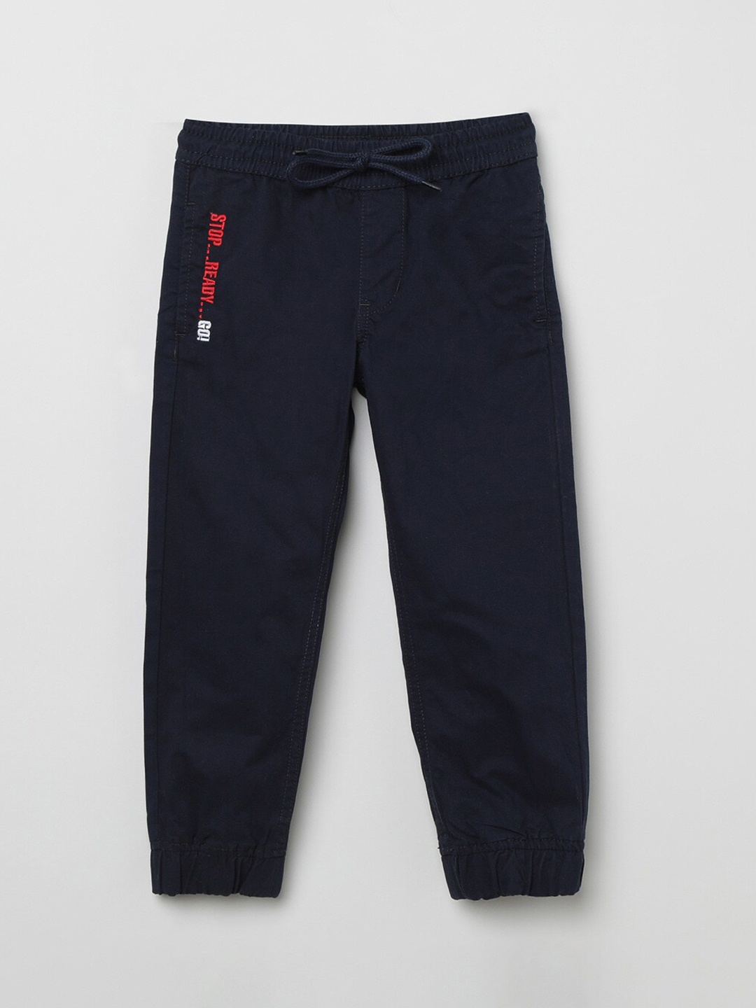 

max Boys Navy Blue Solid Slim-Fit Joggers