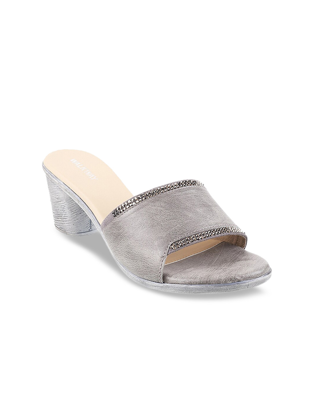 

WALKWAY by Metro Women Grey Embellished Block Heels