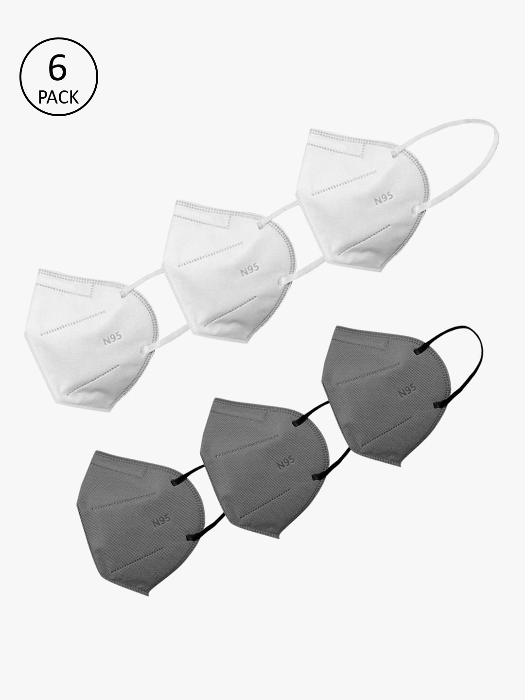 

yelloe Unisex 5 Pcs White 5-Ply Anti-Pollution Reusable N95 Masks, Multi