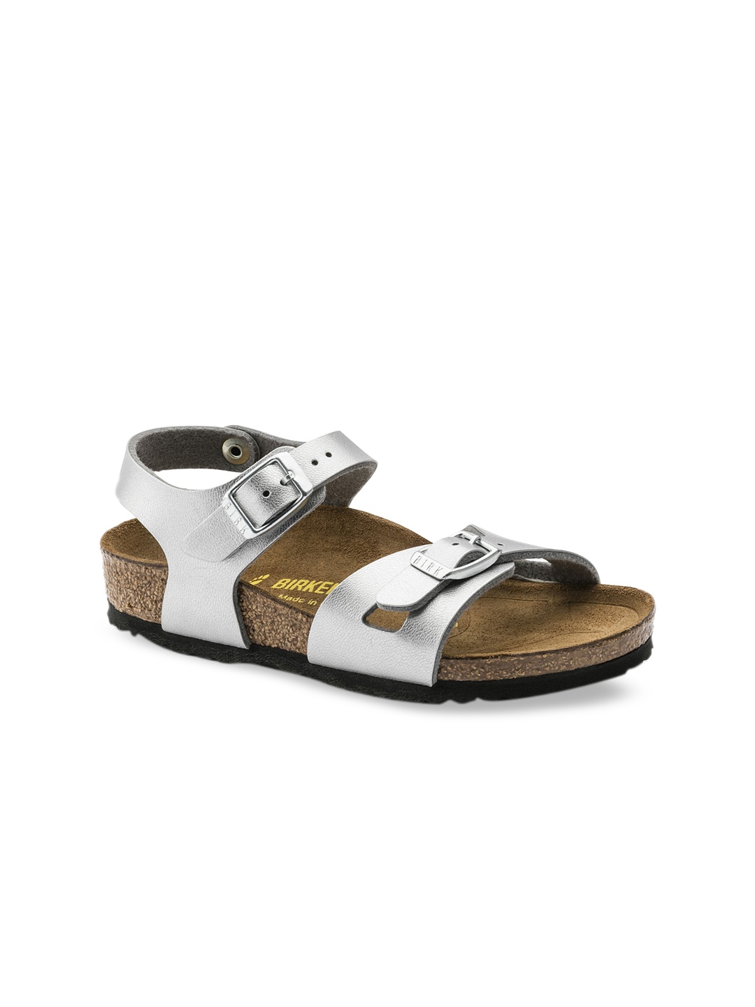 

Birkenstock Rio Silver Narrow Width Birko-Flor With An Ankle Strap