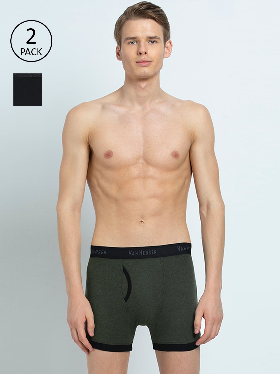

Van Heusen Men Pack of 2 Textured Anti Bacterial Colour Fresh Trunks IHETR2CC310044, Green