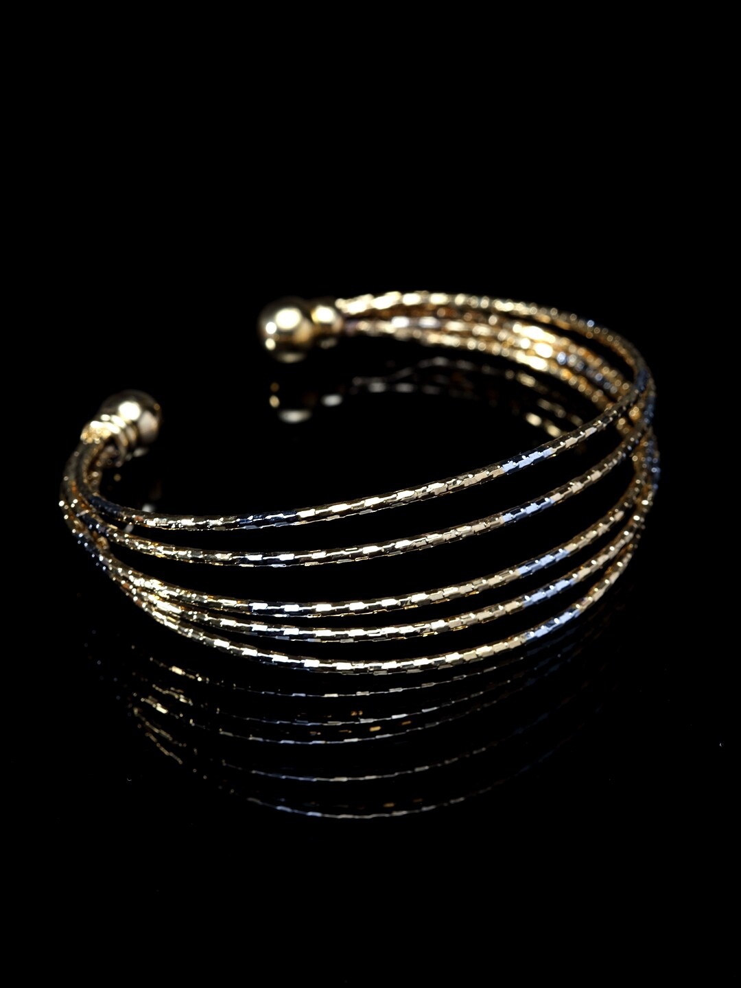 PANASH Rhodium-Plated Gold-Toned Handcrafted Cuff Bracelet