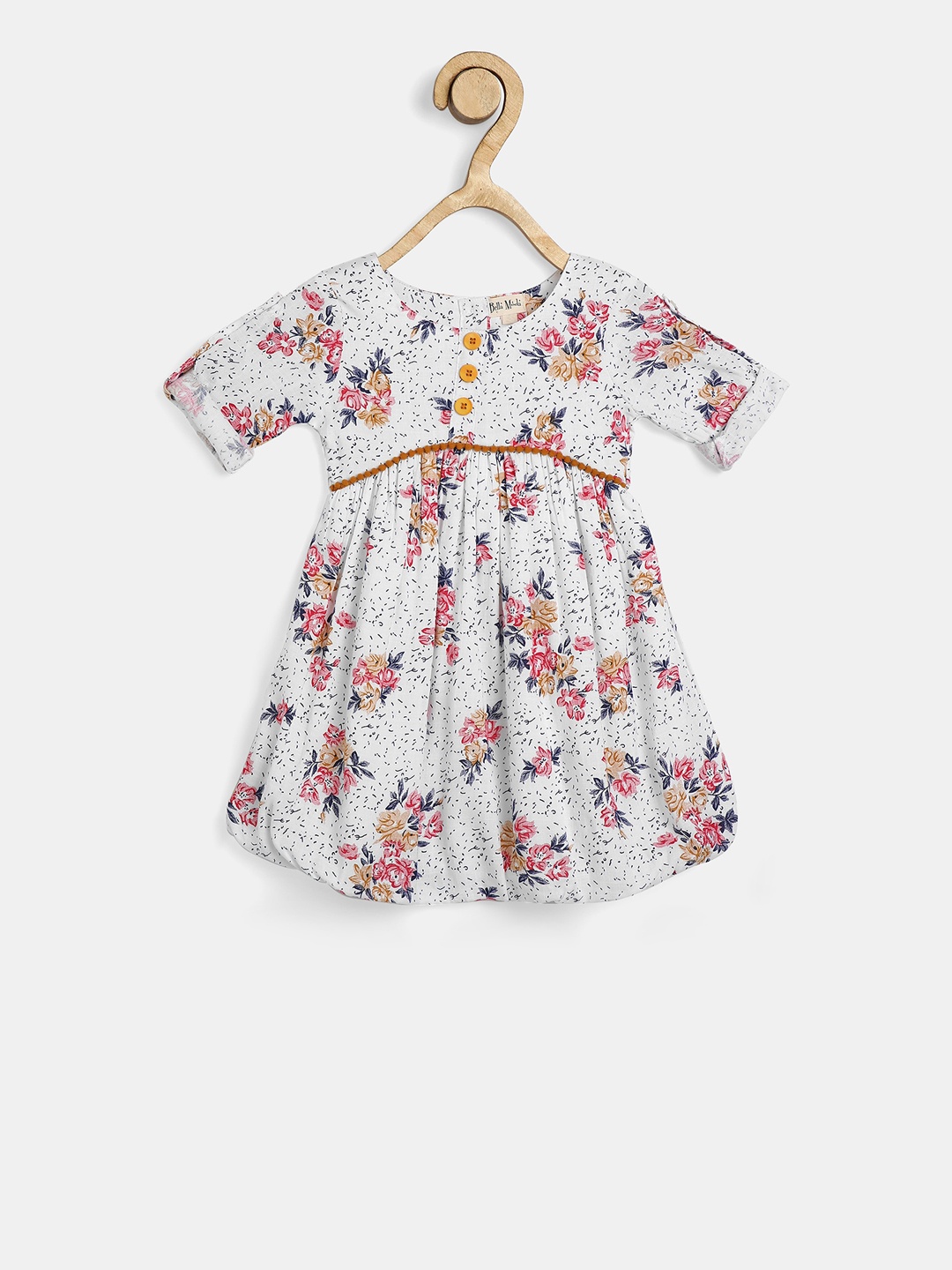 

Bella Moda Girls White Printed Fit and Flare Dress