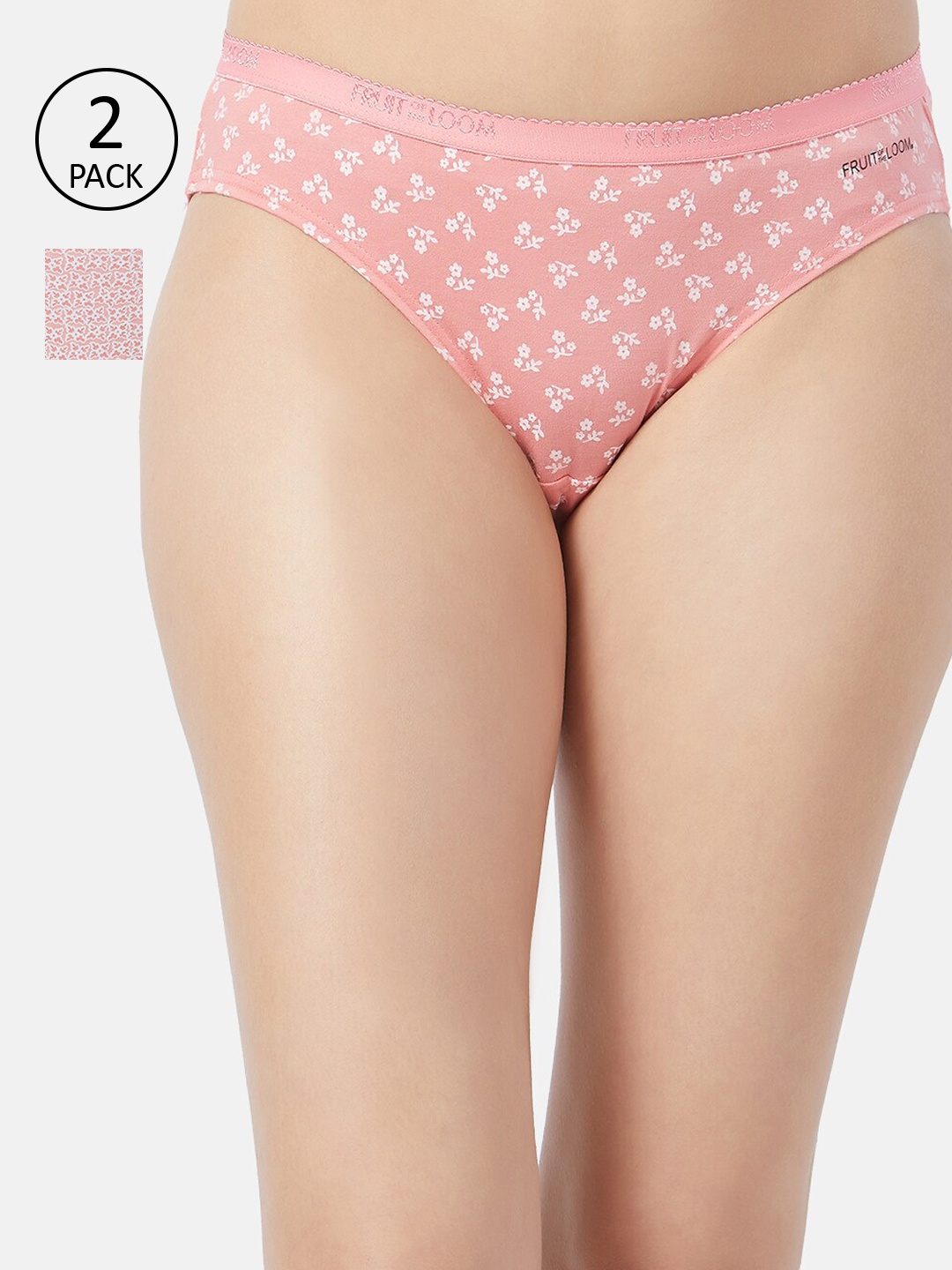 

Fruit of the loom Women Pack Of 2 Printed Hipster Briefs FBKP02-2P-LA1P1, Pink