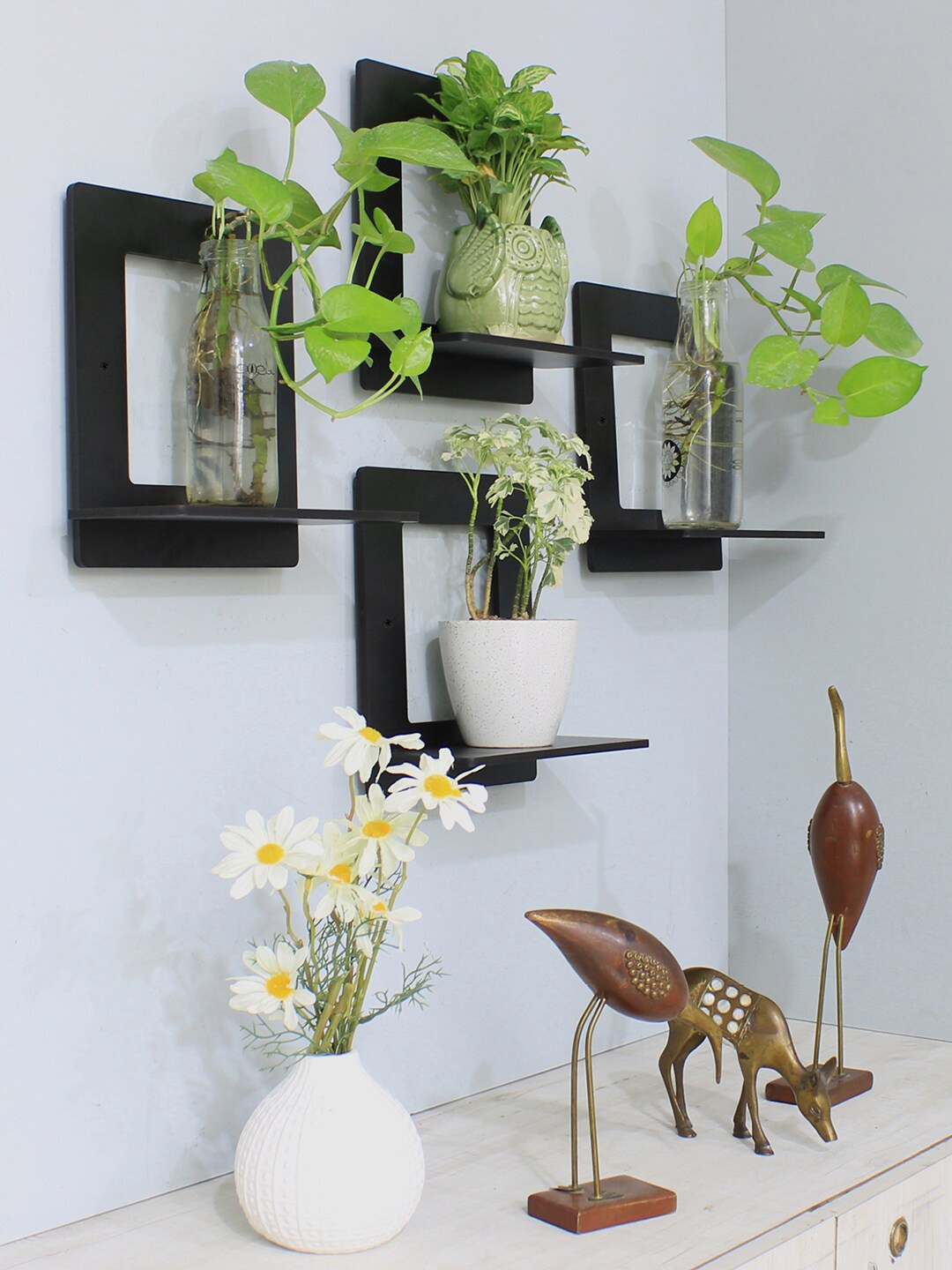 

Decorative Black 4 Pcs Square Shaped Basic Wall Shelf Set