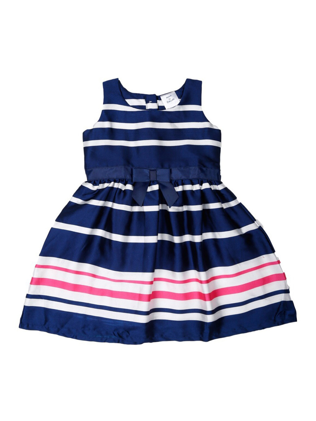

Doodle Girls Navy Blue Striped Fit and Flare Dress