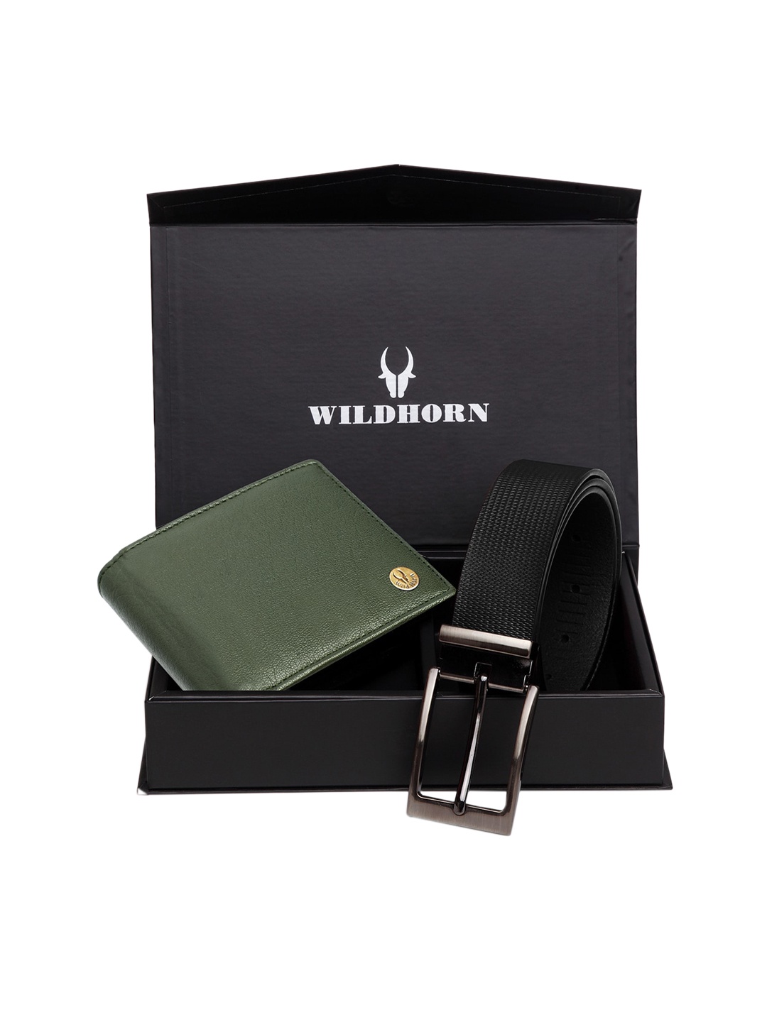 

WildHorn Men Green RFID Protected Genuine Leather Wallet & Belt Accessory Gift Set