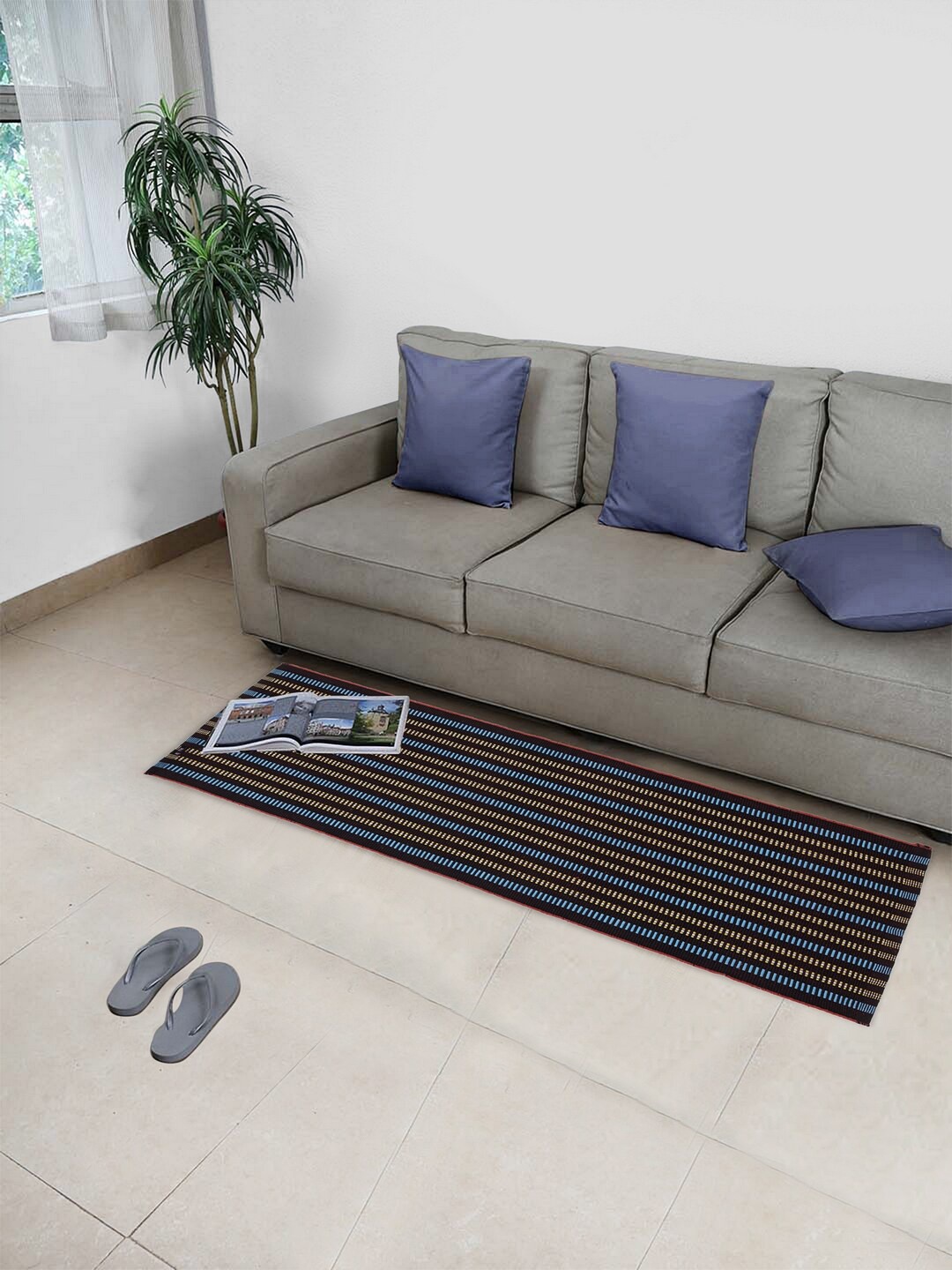 

KLOTTHE Set of 2 Brown Striped Anti-Skid Floor Mats