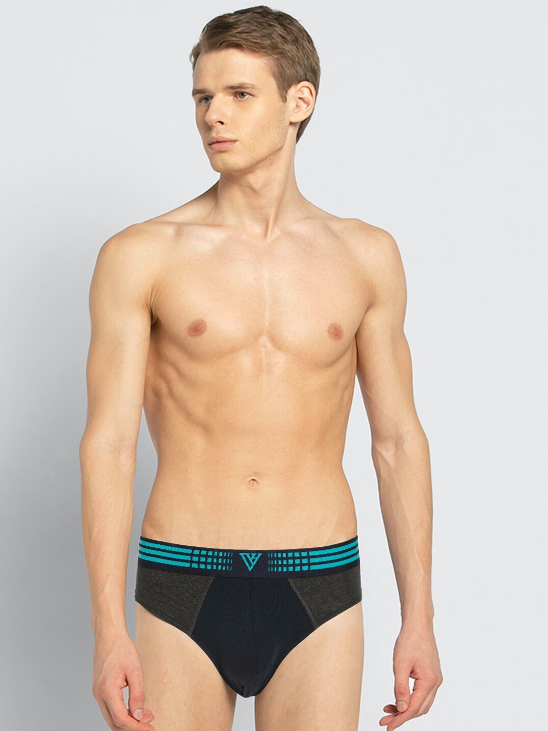 

Van Heusen Men Colourblocked Antibacterial Colour Fresh Briefs, Navy blue