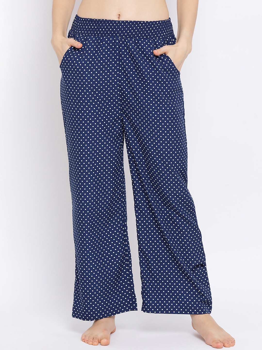 

Oxolloxo Women Navy Blue Printed Lounge Pants