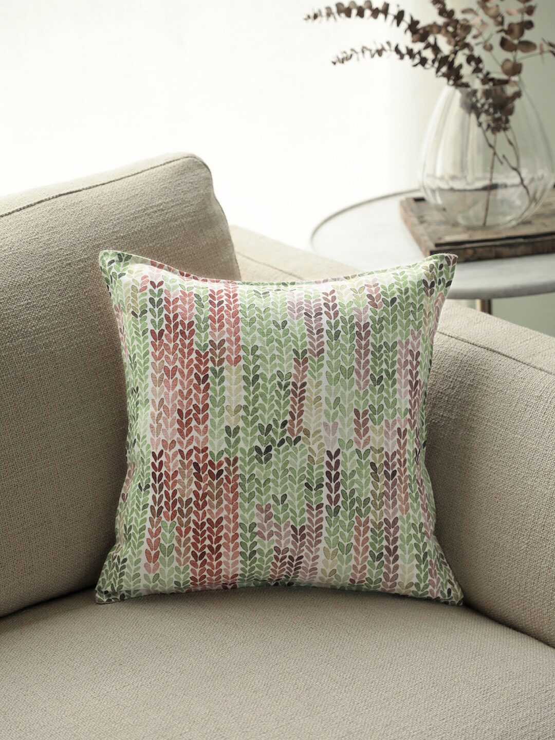 

BLUE BOAT Green Single Abstract Square Cushion Covers